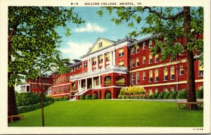 Vtg 1930's Sullins College School Bristol Virginia VA Linen Postcard