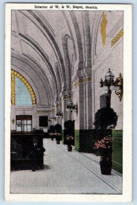 c1920's Interior Of W & W Depot Lounge Passenger Seattle Washington WA Postcard