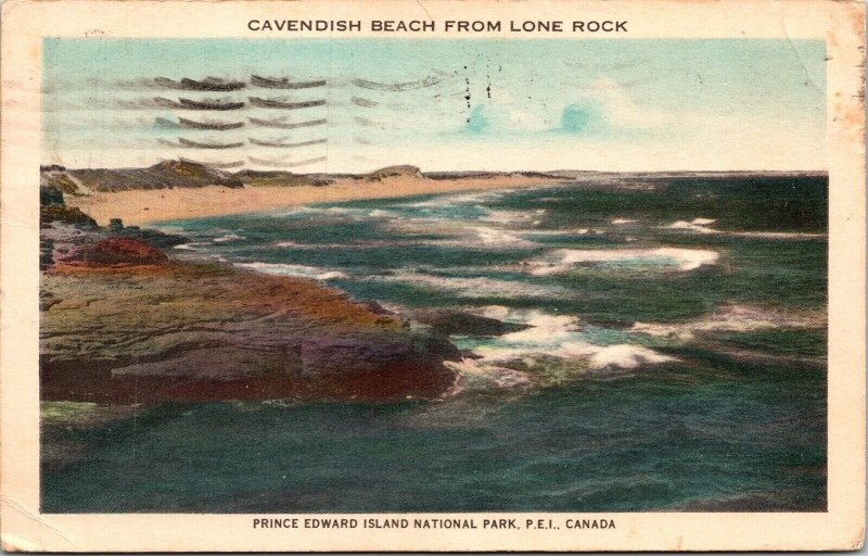 Cavendish Beach Lone Rock Prince Edward Island National Park Canada WB Postcard 