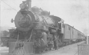 H20/ Interesting RPPC Postcard c1910 Steam Locomotive Railroad Engineer 6