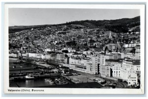 c1940's Boat Landing Buildings Panoramic View of Valparaiso Chile Postcard