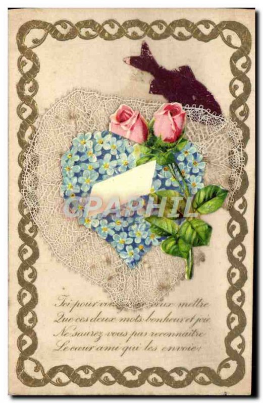 Old Postcard Fantasy Flowers Embroidery