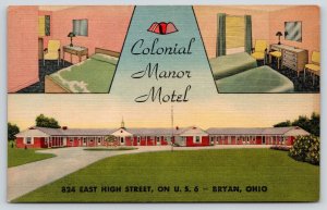 Bryan Ohio~Colonial Manor Motel~Roadside US 6~Inside Out~Guest Rooms~1954 Linen