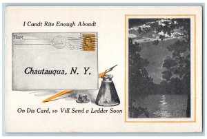 Letter Greetings From Chautauqua New York NY Humor Vintage Unposted Postcard 