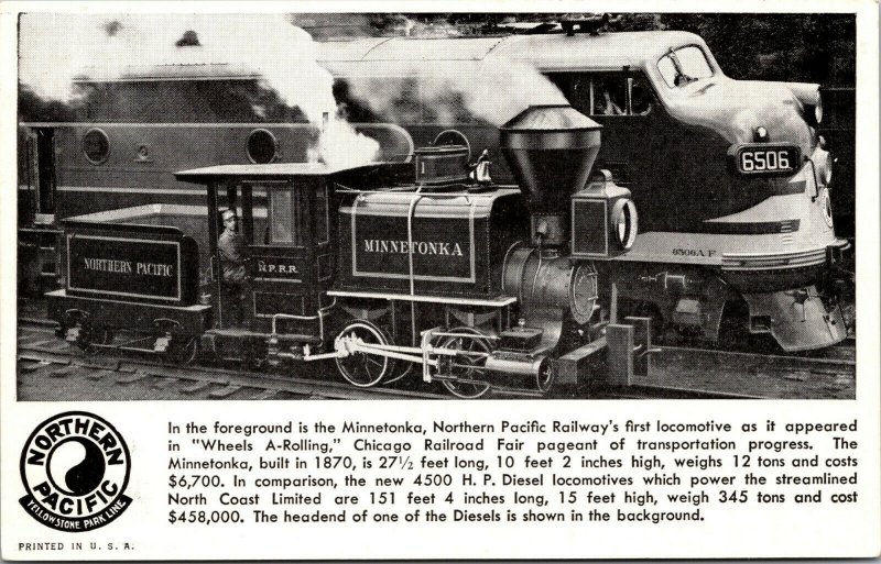 Northern Pacific Railway Minnetonka Locomotive Chicago Railroad Fair Postcard