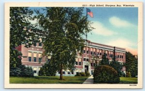 STURGEON BAY, WI Wisconsin ~ HIGH SCHOOL  c1940s Door County Postcard