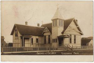 1910 RPPC Glendive Mont. Montana MT Catholic Church RARE OLD Real Photo Postcard