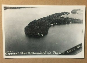 VINTAGE UNUSED REAL PHOTO POSTCARD CRESCENT PARK & CHAMBERLAIN'S PT.CHETEK WIS