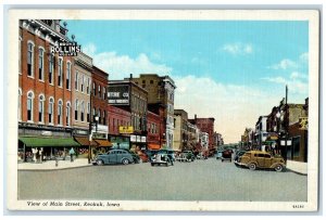 c1940's View Of Main Street Downtown Shops Keokuk Iowa IA Unposted Cars Postcard