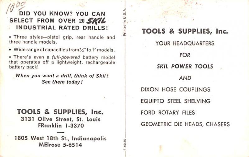 Tools & Supplies Inc Advertising Unused 