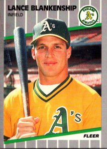 1989 Fleer Baseball Card Lance Blankenship Infield Oakland Athletics sun0695