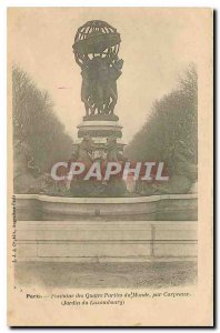 CARTE Postale Old Paris Fountain of the Four Parts of the World by the Luxemb...