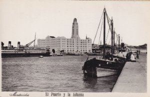 El Puerto Y La Aduana Fishing Boats Montevideo Uruguay Real Photo Postcard