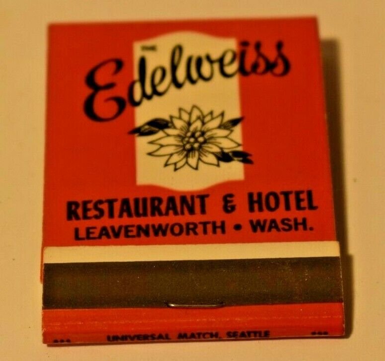 The Edelweiss Restaurant and Hotel Leavenworth Washington 20 Strike Matchbook