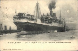 Hamburg Germany Steamer Steamship Dampfer Blucher c1900 Vintage Postcard