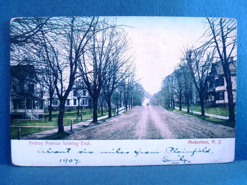 Postcard NJ Metuchen 1907 View of Amoby Avenue Looking East Dirt Street