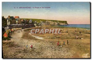 Old Postcard Arromanches The Beach and Cliffs
