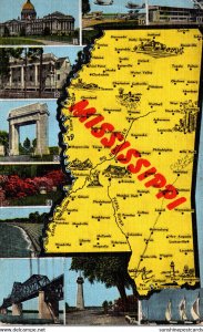 Map Of Mississippi With Multi Views 1949