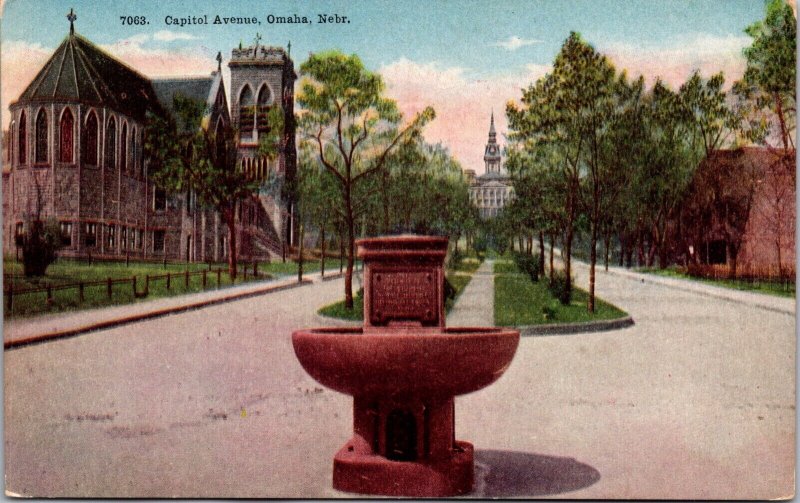 Postcard Capitol Avenue in Omaha, Nebraska