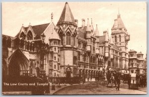 Vtg London England UK Low Courts & Temple Bar Street View 1910s Postcard