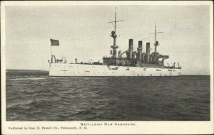 US Navy Battleship New Hampshire c1910 Postcard - Unused