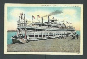 Ca 1929 Post Card Excursion Steamer Washington On The Mississippi