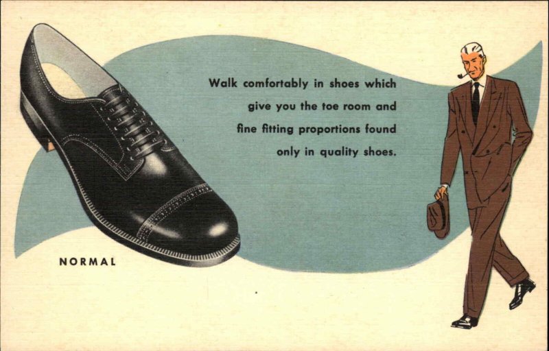 Men's Dress Shoes Man in Suit Linen Advertising Postcard