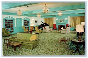 c1960 Shawmut Inn Oceanfront Interior Grand Piano Kennebunkport Maine Postcard