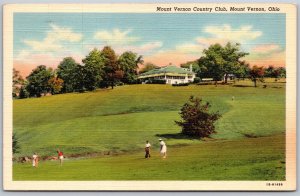 Vtg Ohio OH Mount Vernon Country Club Golf Course 1940s View Linen Postcard