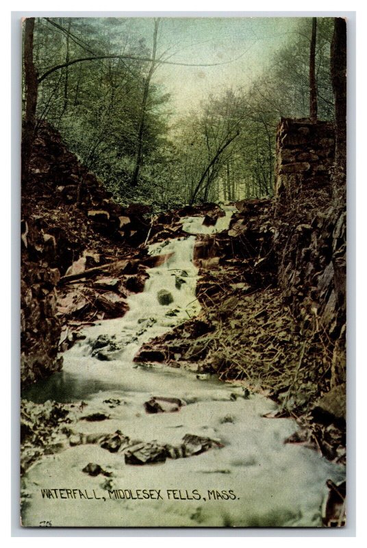 Waterfall Middlesex Fells Massachusetts MA UNP DB Postcard T5