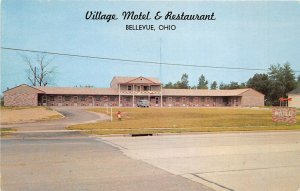 Bellevue Ohio 1960s Postcard Village Motel & Restaurant