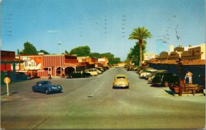 Vtg 1950's Main St Old Cars Street Scene Scottsdale Arizona AZ Postcard