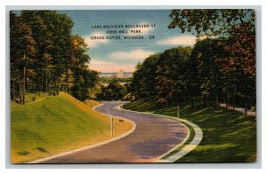 Vintage 1945 Postcard Lake Michigan Blvd John Ball Park Grand Rapids Michigan