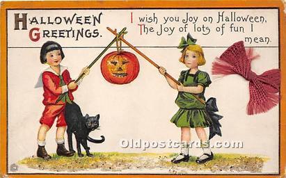 Black Cat, Series 63 E Halloween 1920 some corner wear, glitter on card, ribb...