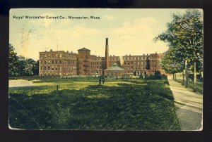 Worcester, Massachusetts/MA Postcard, Royal Worcester Corset Co, 1912!