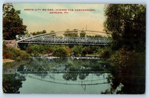 1910 Mercer Pennsylvania PA Postcard Grove City Bridge Across Neshannock River