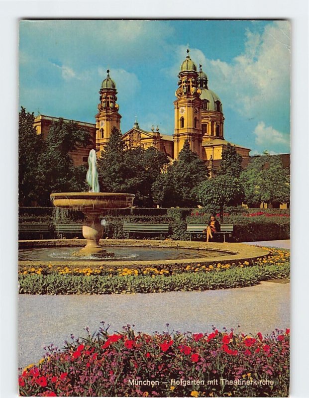 Postcard View of the Royal Garden to Theatiner Church, Munich