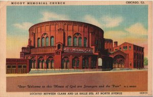 VINTAGE POSTCARD MOODY MEMORIAL CHURCH AND AUDITORIUM CHICAGO ILL