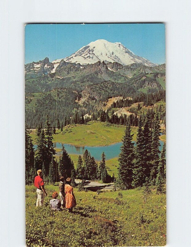 Postcard Mount Rainier And Tipsu Lake, Washington