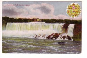 American Falls in Winter, Niagara, Used 1908 Ontario Split Ring Cancel