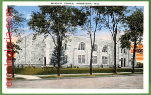 ah2216 - VINTAGE POSTCARD - MASONIC Temple, Sheboygan, Wis. - 1949