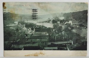 Oregon City Oregon 1908 View of City Mill & Factories Postcard T11