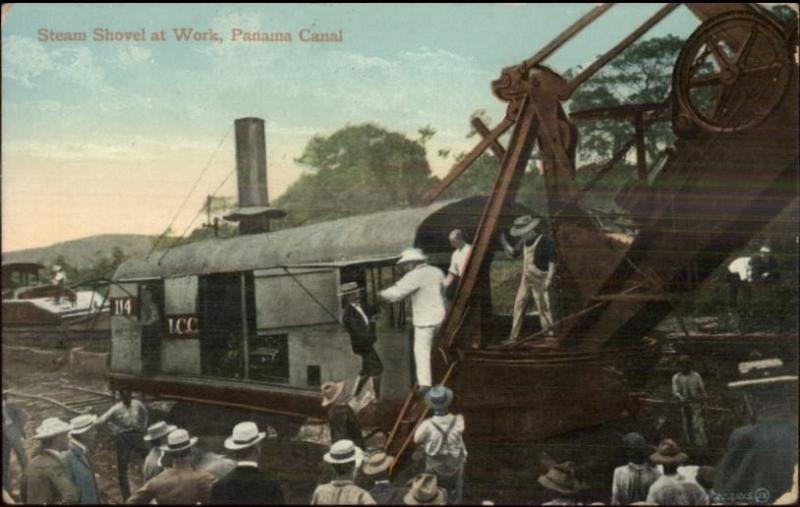 Panama Canal Zone - Steam Shovel at Work c1910 Postcard