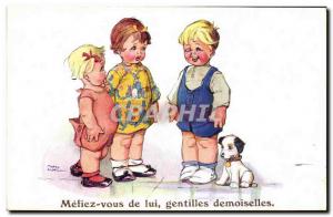 Old Postcard Fantasy Illustrator Child Beware of him nice ladies