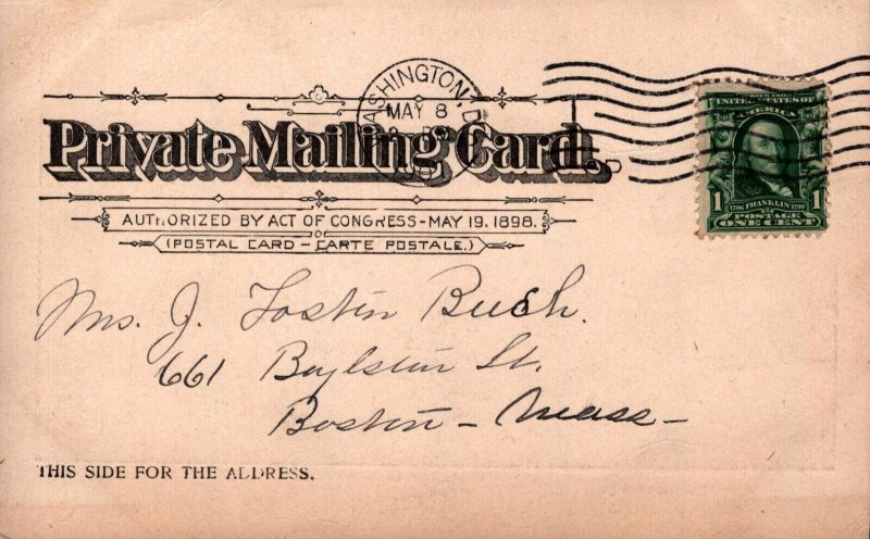 Printed By The Blind   White House   Washington DC  Postcard  1907