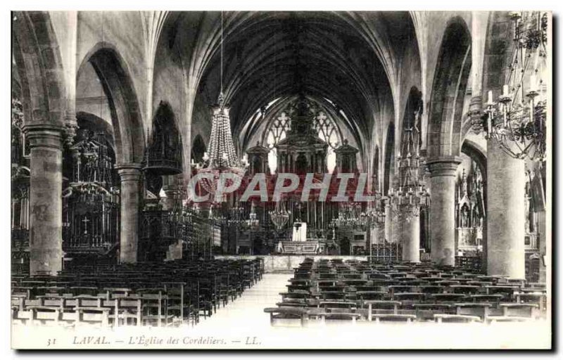 Old Postcard Laval L Eglise des Cordeliers