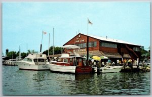 St. Michaels Maryland 1970s Postcard Crab Claw Restaurant Waterfront Boats