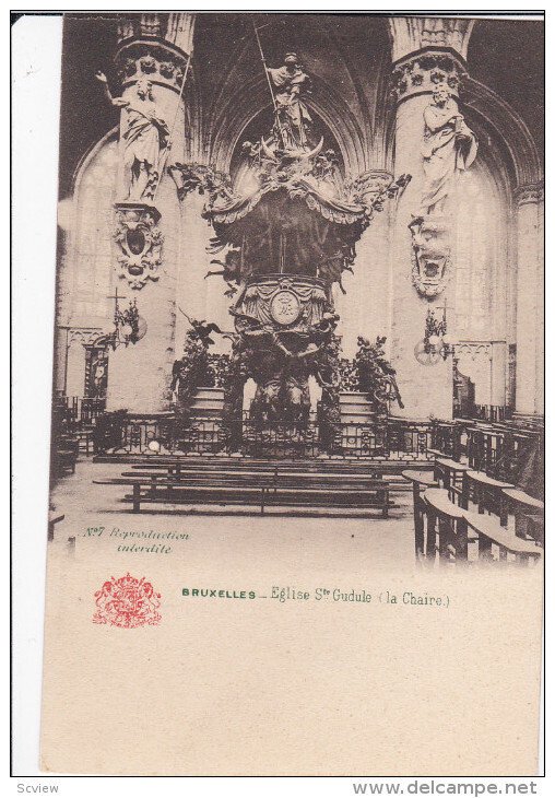 BRUXELLES, Belgium, 1900-1910's; Eglise Ste, Gudule, La Chaire