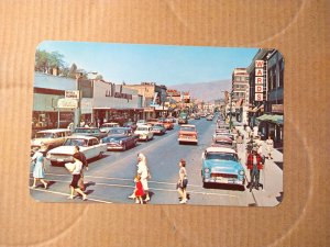 1950's Lewiston, Idaho Street View Storefront Cars Chrome Postcard