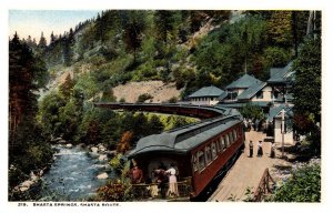 Postcard CA Shasta Springs Shasta Route Train Depot